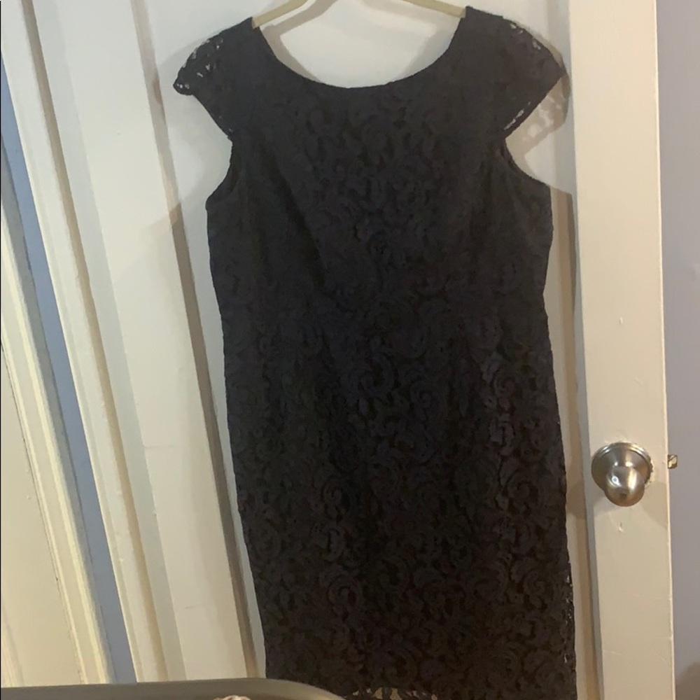 Jcrew navy floral lace cocktail dress